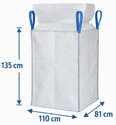 Worek Big Bag | Góra Fartuch | Dno Płaskie | 81x110x135cm | 1000kg | Nowy | Model 301