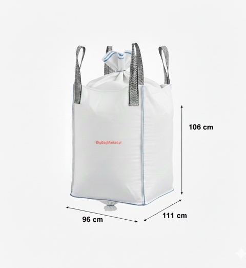 Worek Big Bag | Góra Lej | Dno Lej | SWL 1000kg | 96 X 111 X 106cm | Stabilizacja Kształtu | Nowy | Model 201
