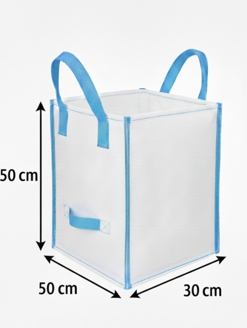 Worek Mini Big Bag | Góra Otwarta | Dno Płaskie |Dodatkowy Boczny Uchwyt | 50x30x50cm | SWL 50kg | Nowy | Model 002