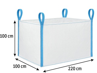 Worek Big Bag | Kontener | Góra Otwarta | Dno Płaskie | 100x220x100cm | SWL 1000kg | Nowy | Model 001