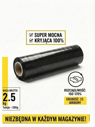 Folia Stretch Ręczna | Czarna | 2,5kg | 23 µm | Mocna |