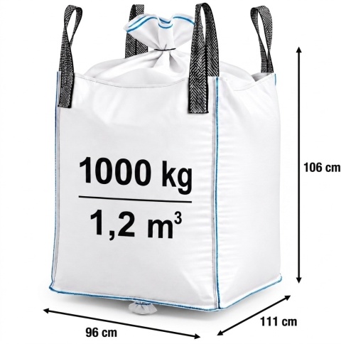 Worek Big Bag Góra Lej Dno Lej SWL 1000kg 96 X 111 X 106cm Stabilizacja Kształtu Model 201 Nowy