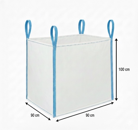 Worek Big Bag | Góra Otwarta | Dno Płaskie | 90X90X100cm | SWL : 1000kg | Nowy | Model 003